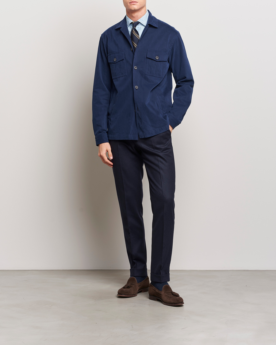 Herre | Skjorter | Eton | Twill Moleskin Overshirt Navy Blue