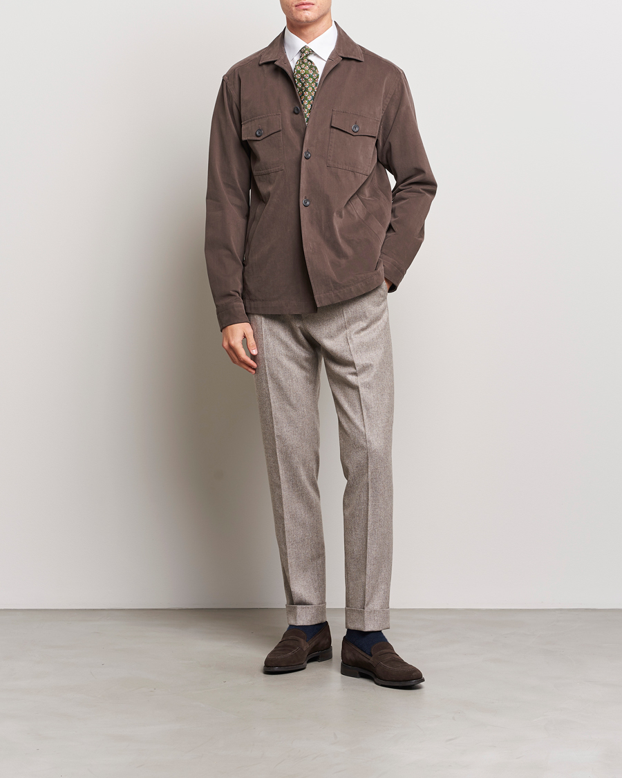 Herre | Skjorter | Eton | Twill Moleskin Overshirt Dark Beige