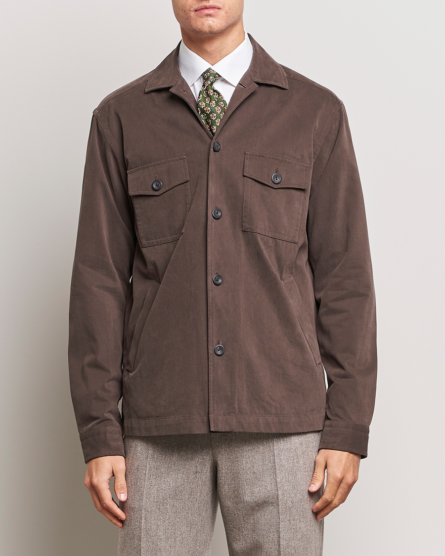 Herre | Nye produktbilder | Eton | Twill Moleskin Overshirt Dark Beige