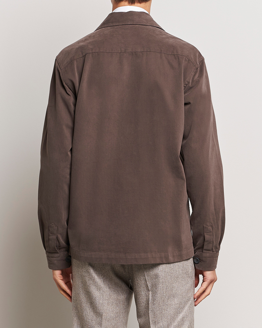 Herre | Skjorter | Eton | Twill Moleskin Overshirt Dark Beige