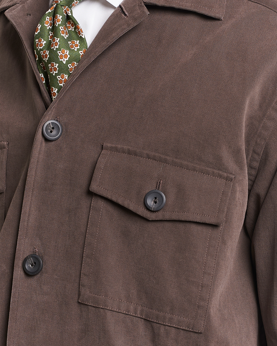 Herre | Skjorter | Eton | Twill Moleskin Overshirt Dark Beige