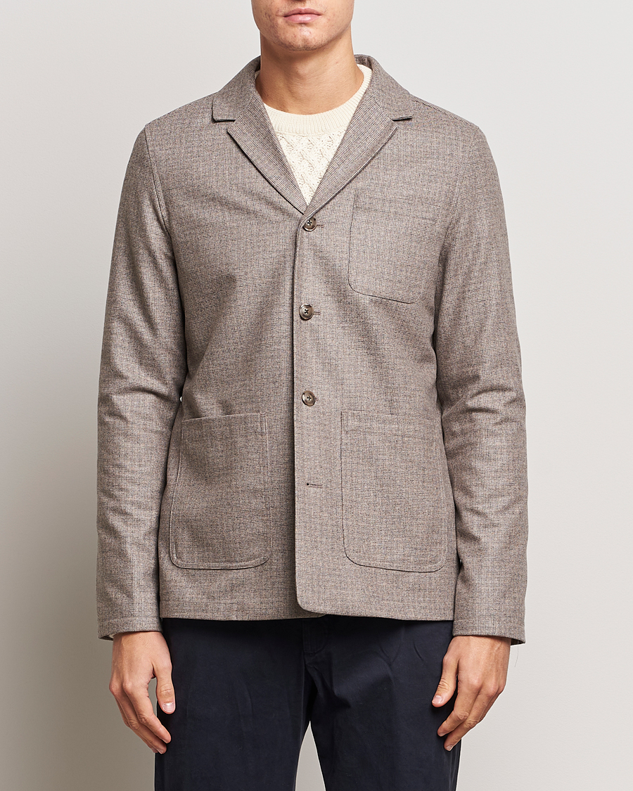Herre |  | Eton | Wool/Cashmere Checked Overshirt Brown