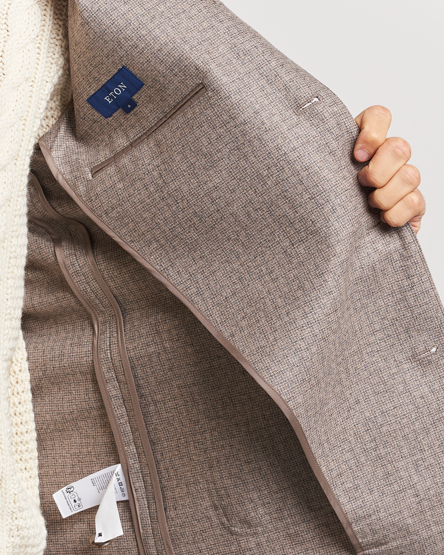 Herre | Skjorter | Eton | Wool/Cashmere Checked Overshirt Brown