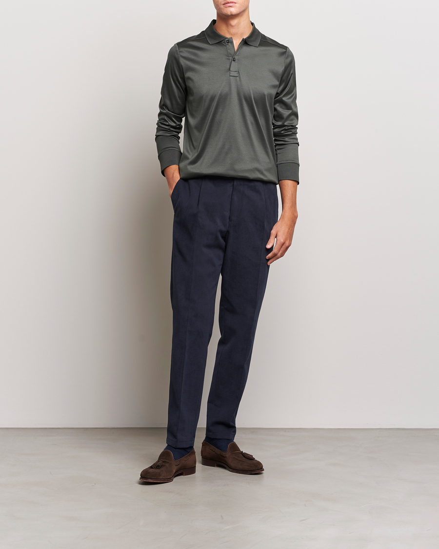Herre | Gensere | Eton | Filo Di Scozia Long Sleeve Polo Dark Green