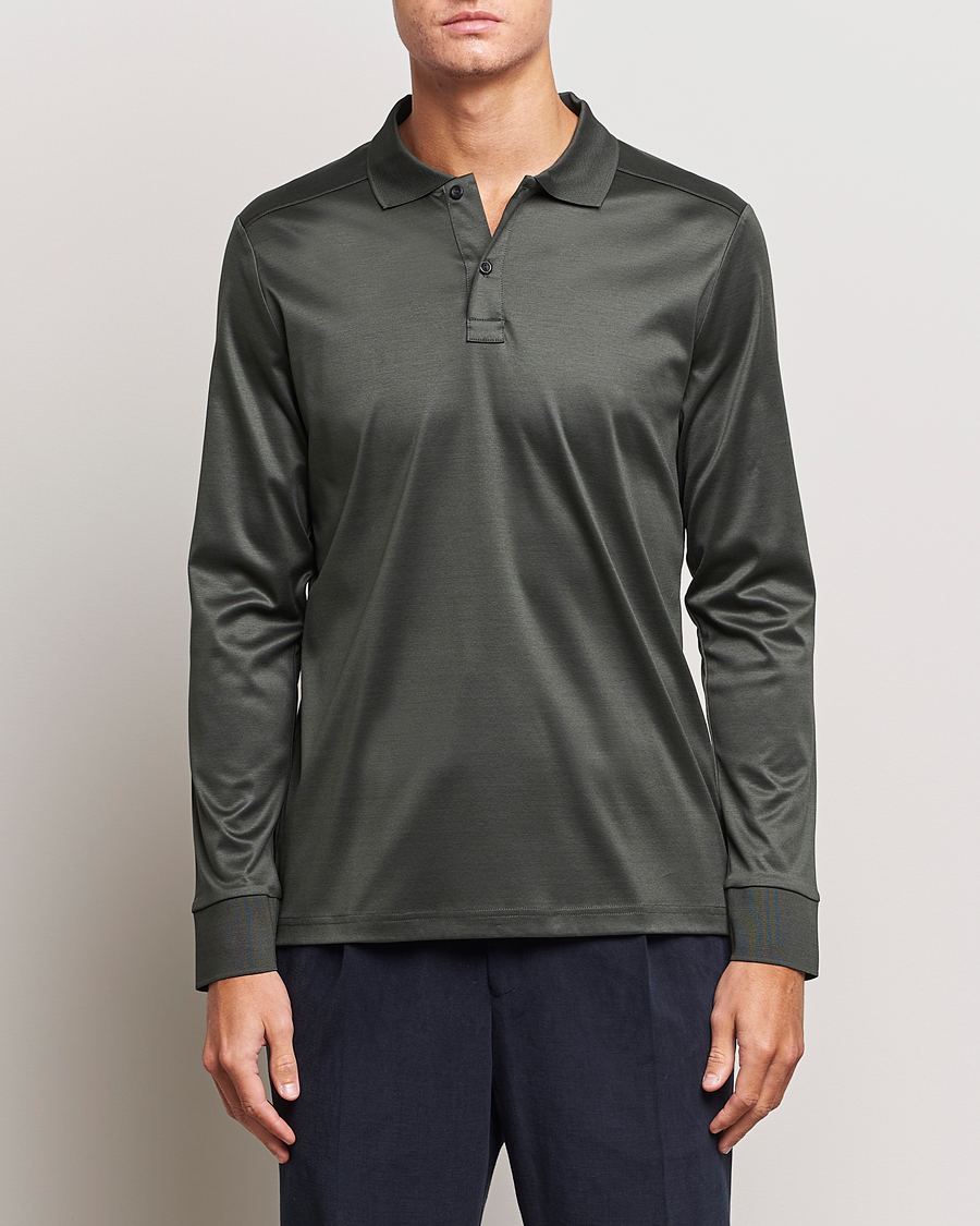 Herre |  | Eton | Filo Di Scozia Long Sleeve Polo Dark Green