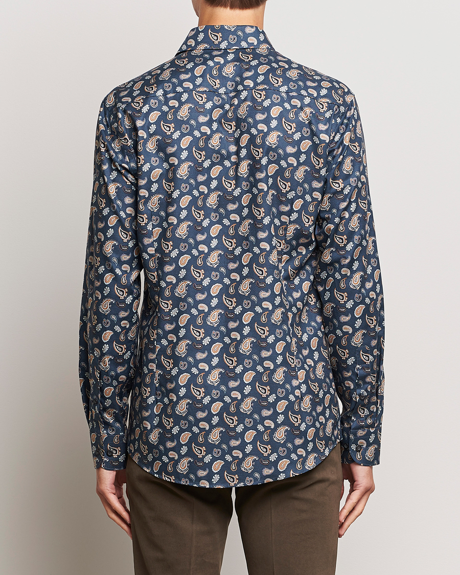 Herre | Skjorter | Eton | Slim Fit Wrinkle Free Flannel Printed Shirt Navy