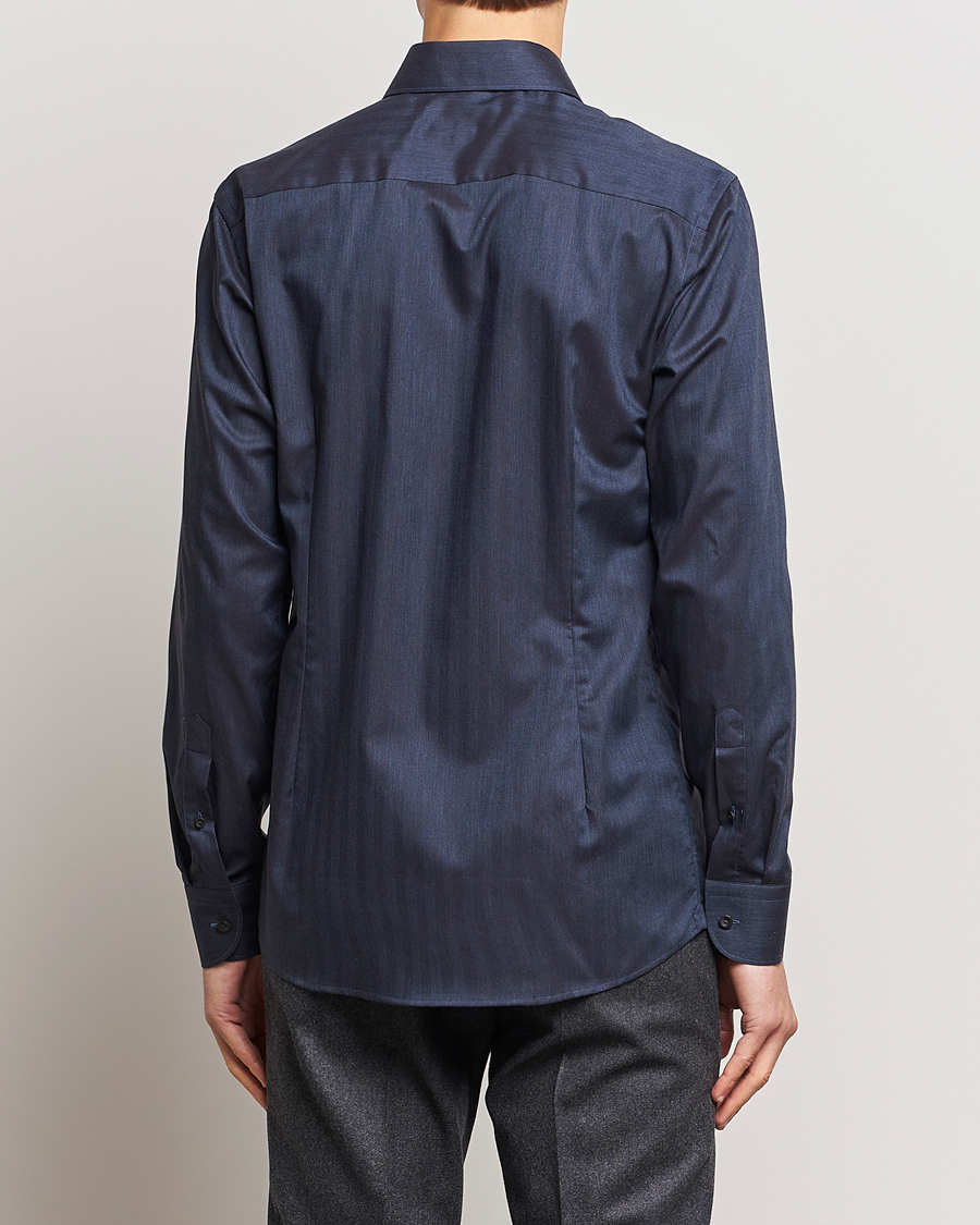 Herre | Skjorter | Eton | Slim Fit Wrinkle Free Flannel Shirt Navy Blue