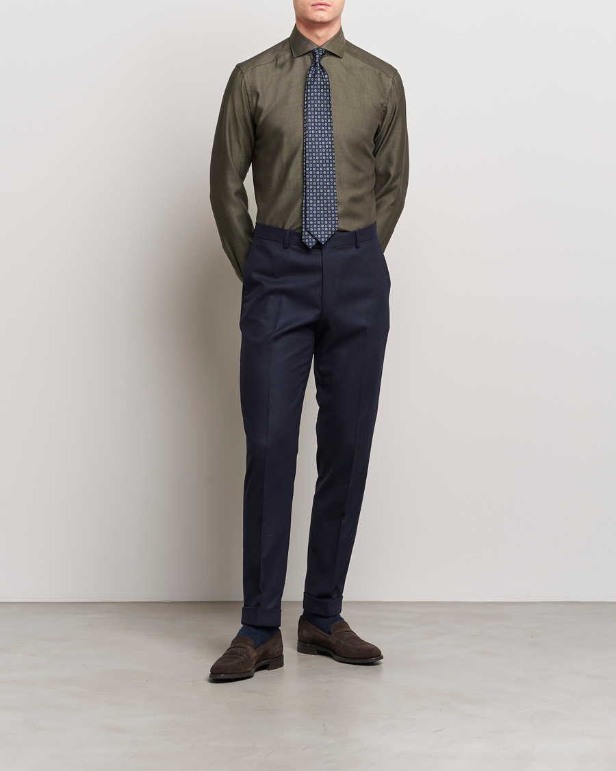 Herre | Skjorter | Eton | Slim Fit Merino Shirt Dark Brown