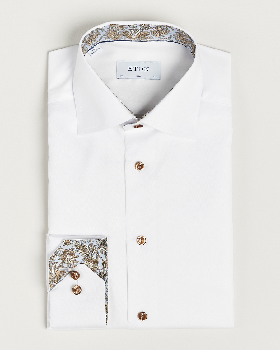 Herre | Skjorter | Eton | Slim Fit Signature Twill Contrast Shirt White