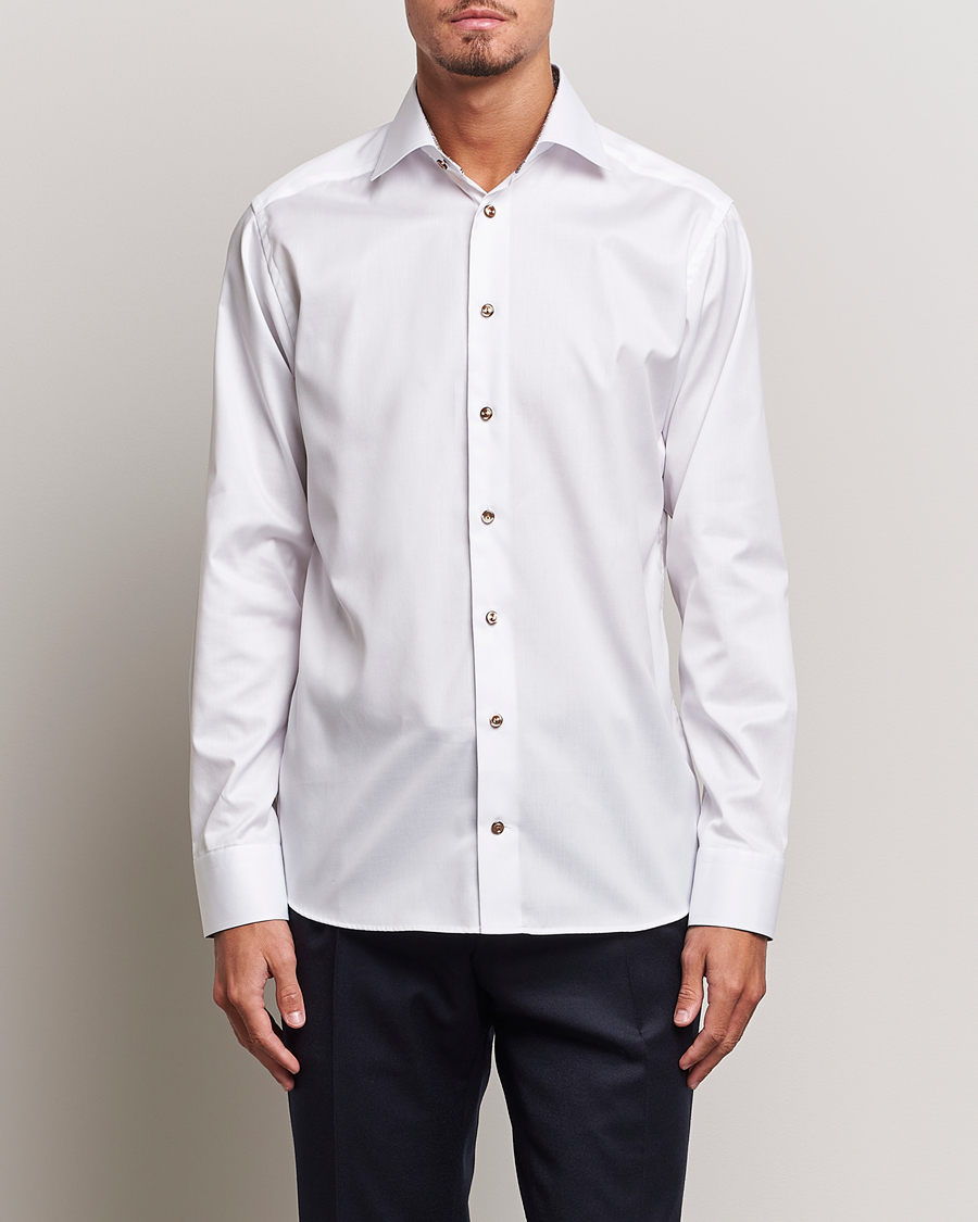 Herre | Skjorter | Eton | Slim Fit Signature Twill Contrast Shirt White