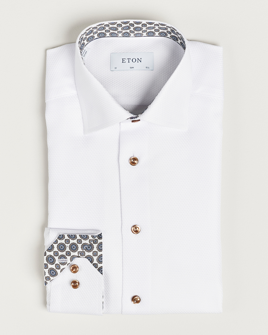 Herre | Skjorter | Eton | Slim Fit Royal Dobby Contrast Shirt White