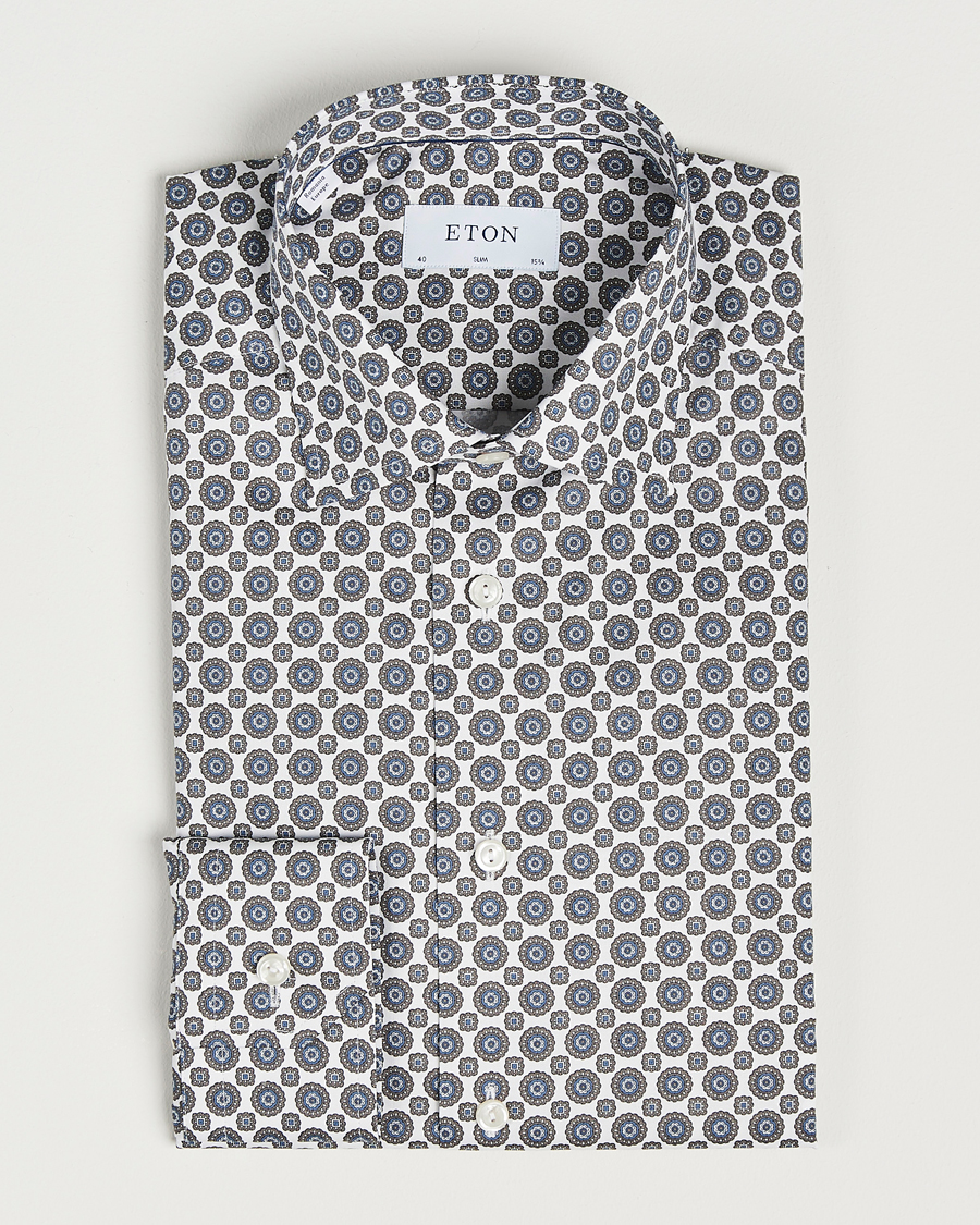 Herre | Skjorter | Eton | Slim Fit Signature Twill Printed Shirt Brown