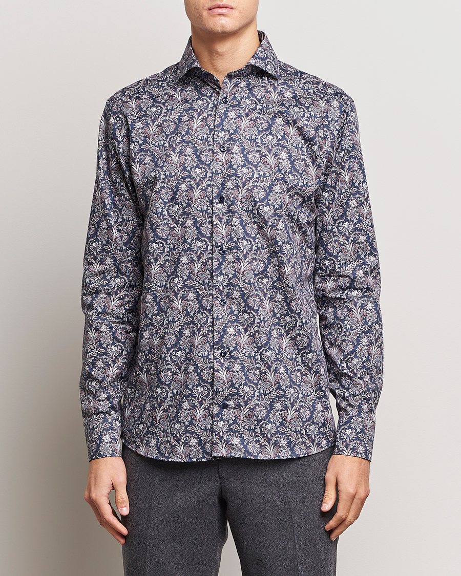 Herre | Skjorter | Eton | Slim Fit Signature Twill Printed Shirt Navy Blue