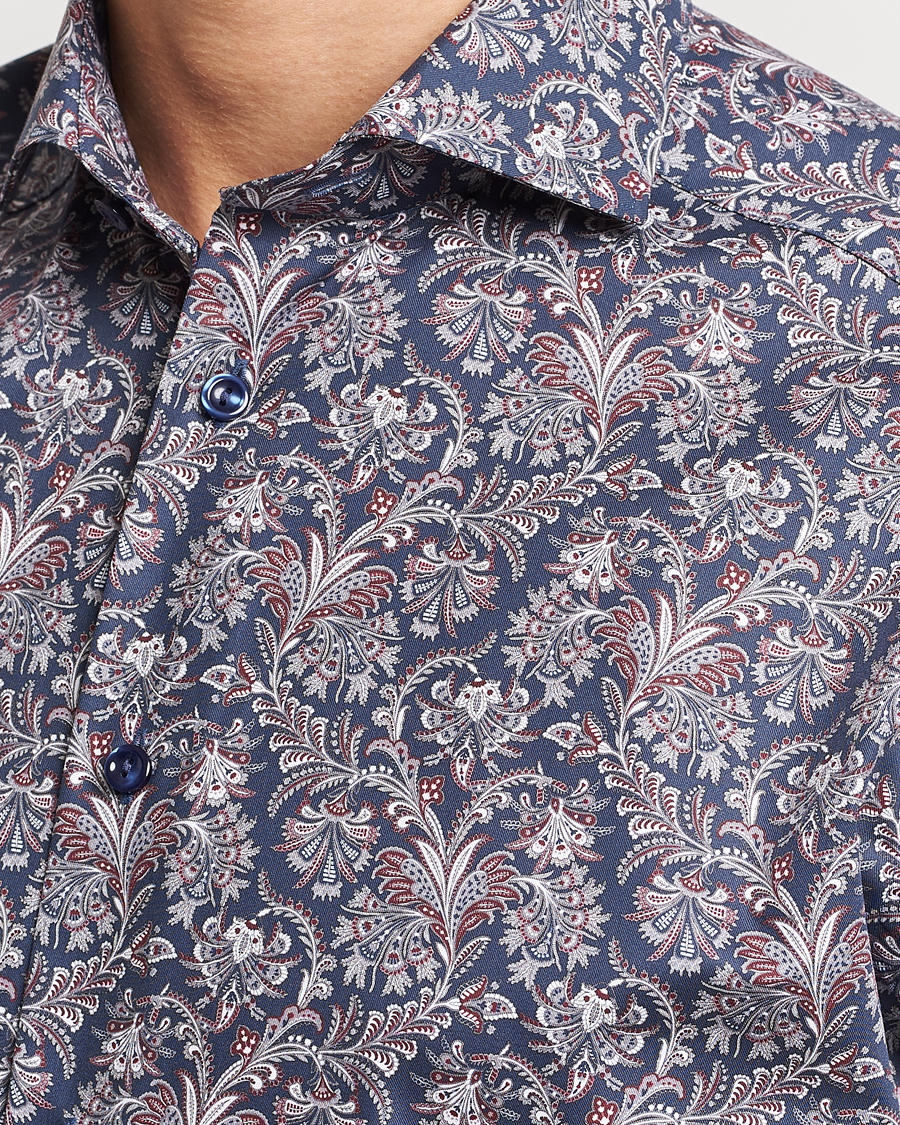 Herre | Skjorter | Eton | Slim Fit Signature Twill Printed Shirt Navy Blue