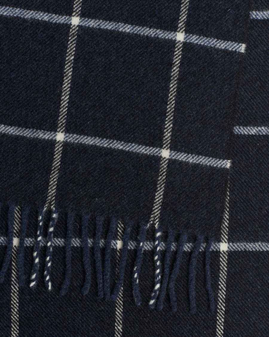Herre | Skjerf | Eton | Checked Wool Scarf Navy Blue