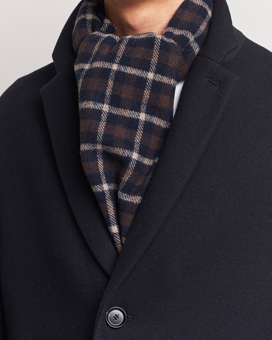 Herre |  | Eton | Checked Wool Scarf Dark Brown