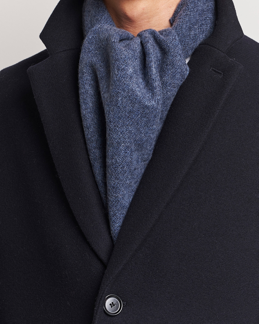Herre | Eton Wool Two-Faced Scarf Navy/Blue | Eton | Wool Two-Faced Scarf Navy/Blue