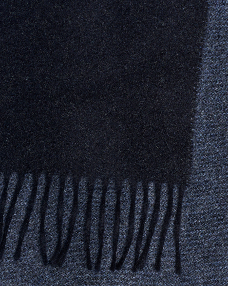 Herre | Eton Wool Two-Faced Scarf Navy/Blue | Eton | Wool Two-Faced Scarf Navy/Blue