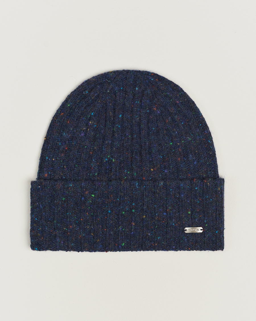 Herre | Eton Wool Blend Donegal Beanie Navy Blue | Eton | Wool Blend Donegal Beanie Navy Blue