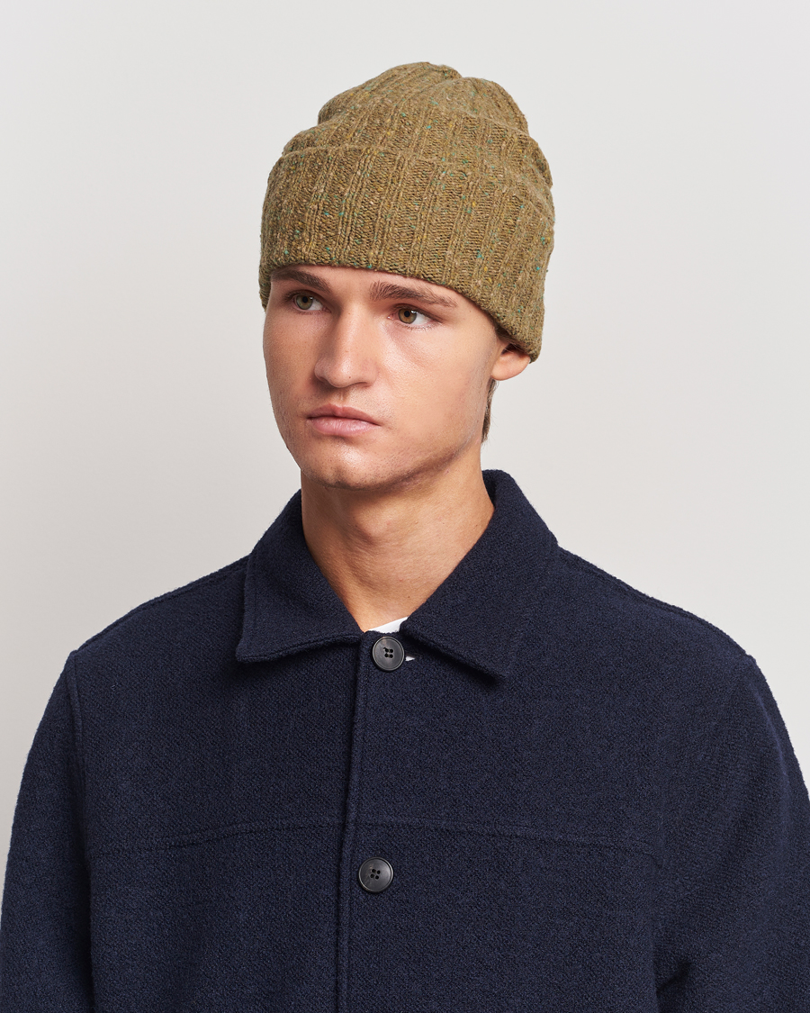 Herre | | Eton | Wool Blend Donegal Beanie Green