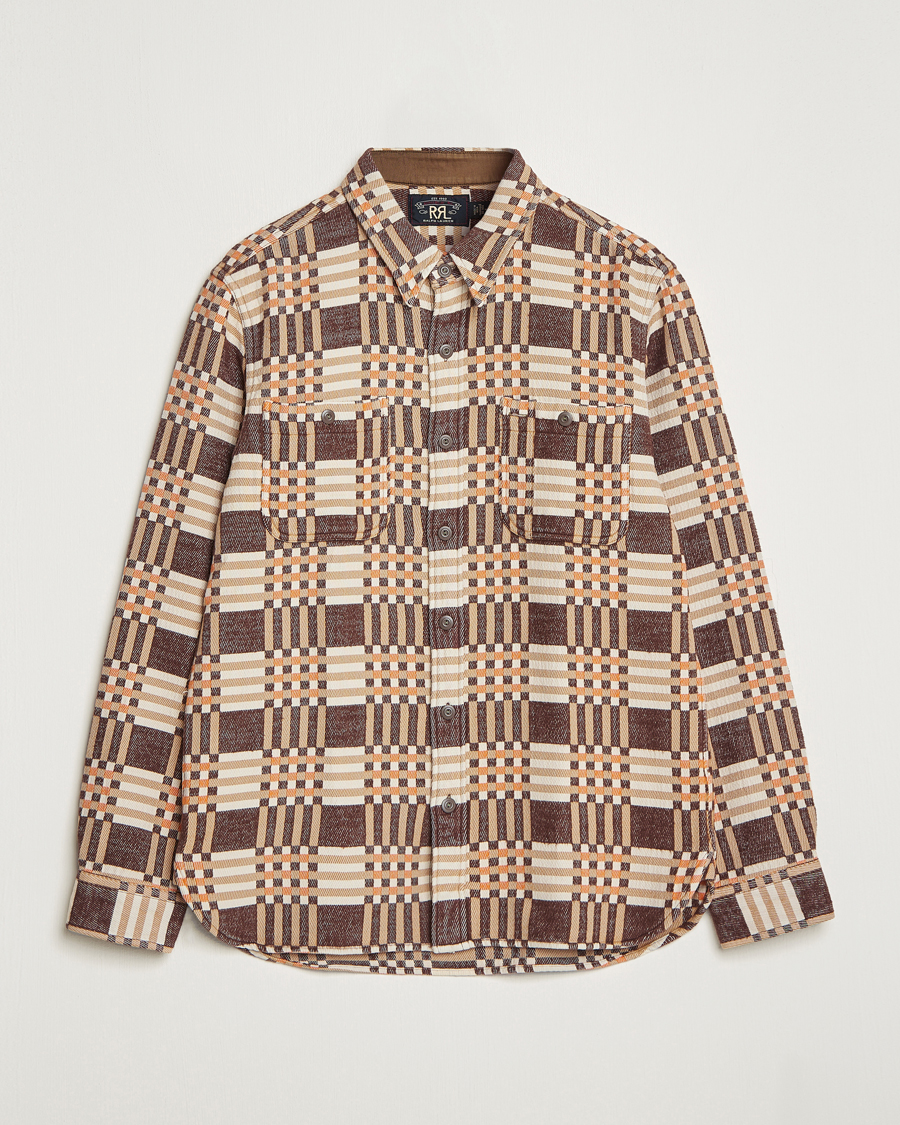 Herre |  | RRL | Cody Brushed Flannel Overshirt Brown Check