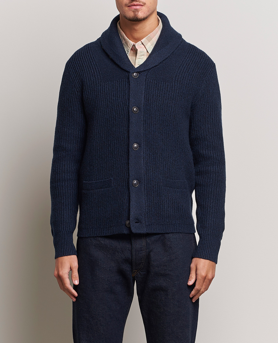 Herre |  | RRL | Recycled Cashmere Shawl Cardigan Navy Heather