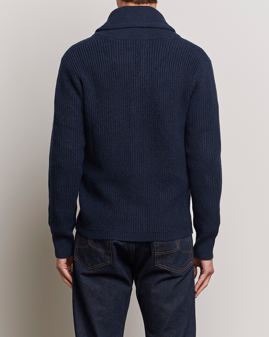 Herre | Gensere | RRL | Recycled Cashmere Shawl Cardigan Navy Heather