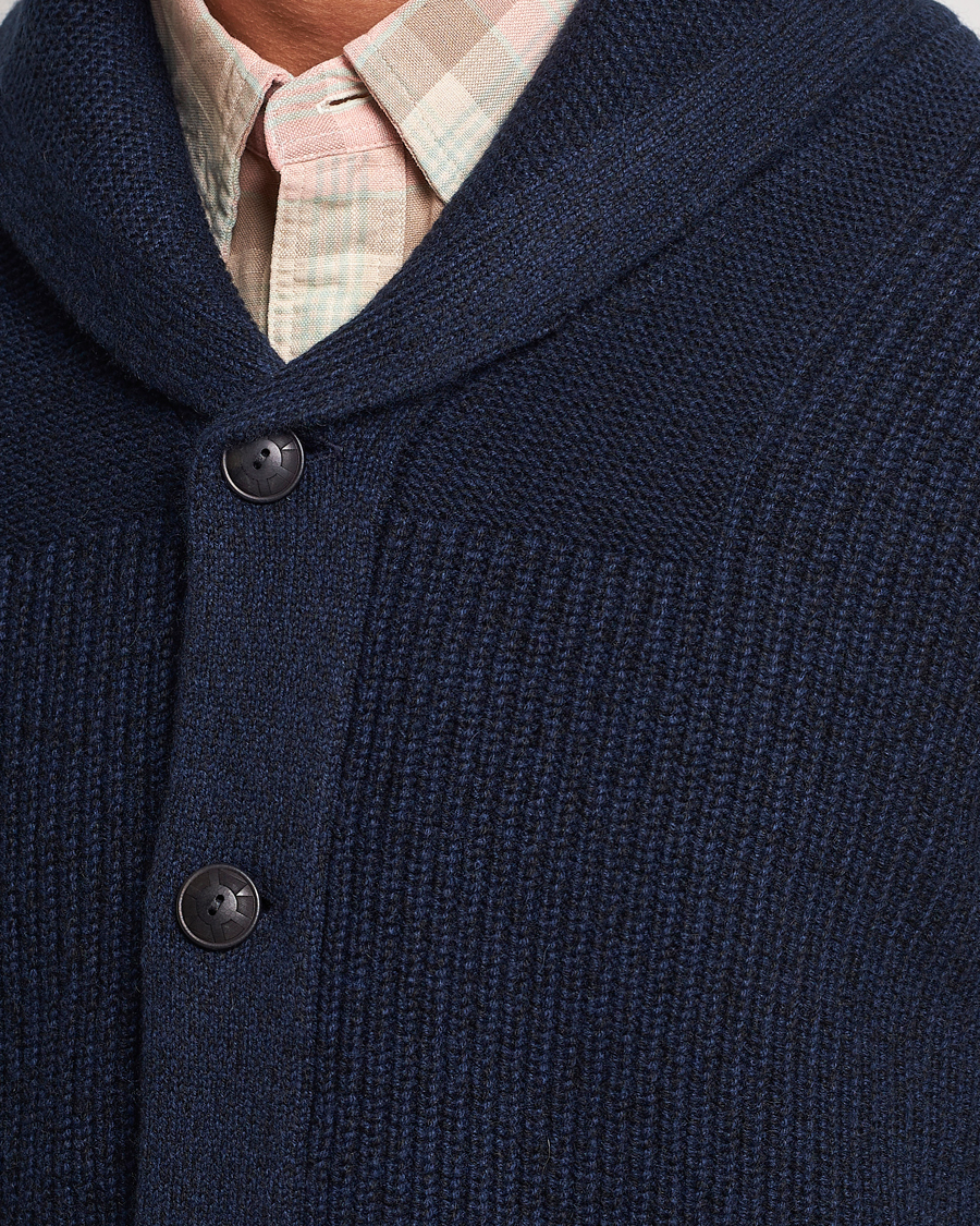 Herre | Gensere | RRL | Recycled Cashmere Shawl Cardigan Navy Heather