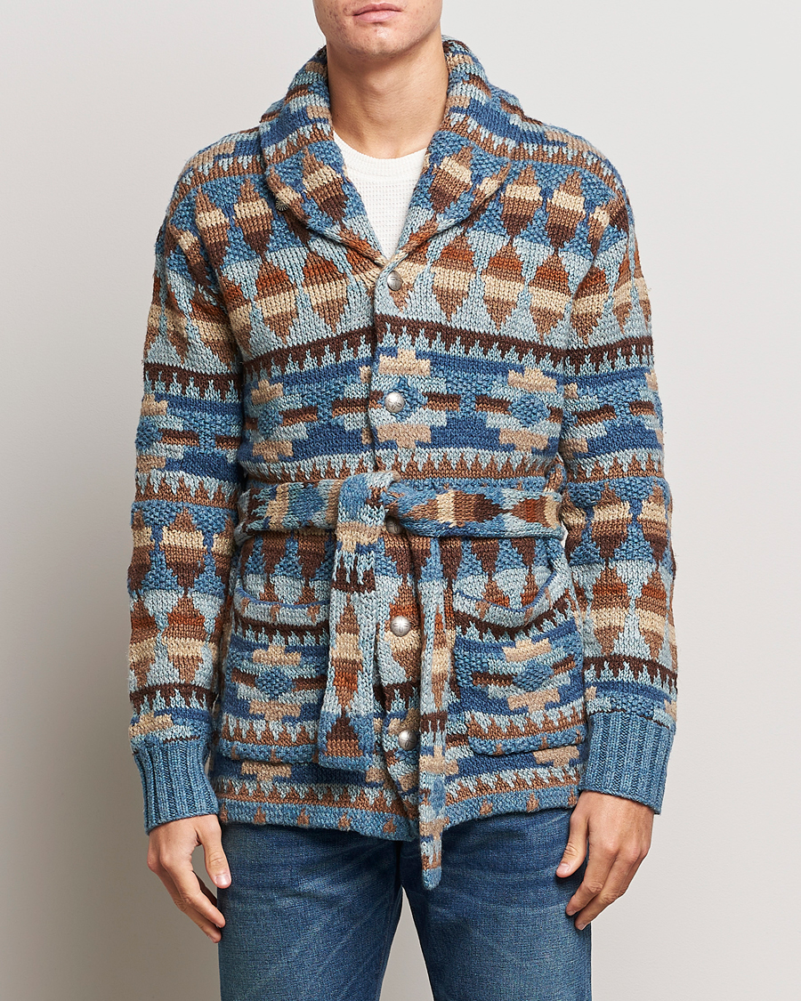 Herre | Gensere | RRL | Ranch Shawl Collar Cardigan Brown/Blue