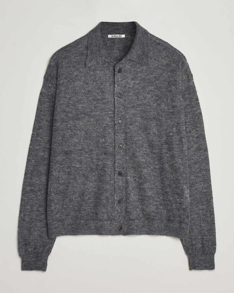 Herre | Gensere | Auralee | Kid Mohair Knit Cardigan Charcoal