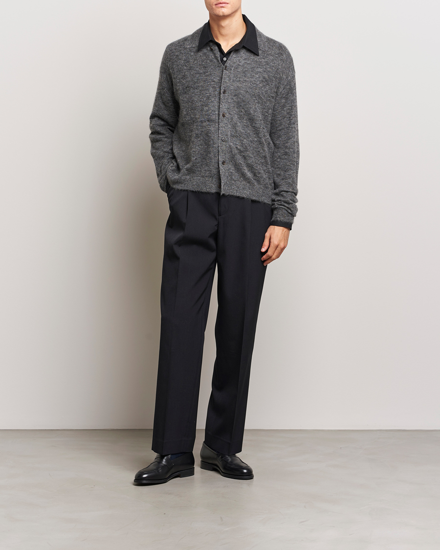 Herre | Gensere | Auralee | Kid Mohair Knit Cardigan Charcoal