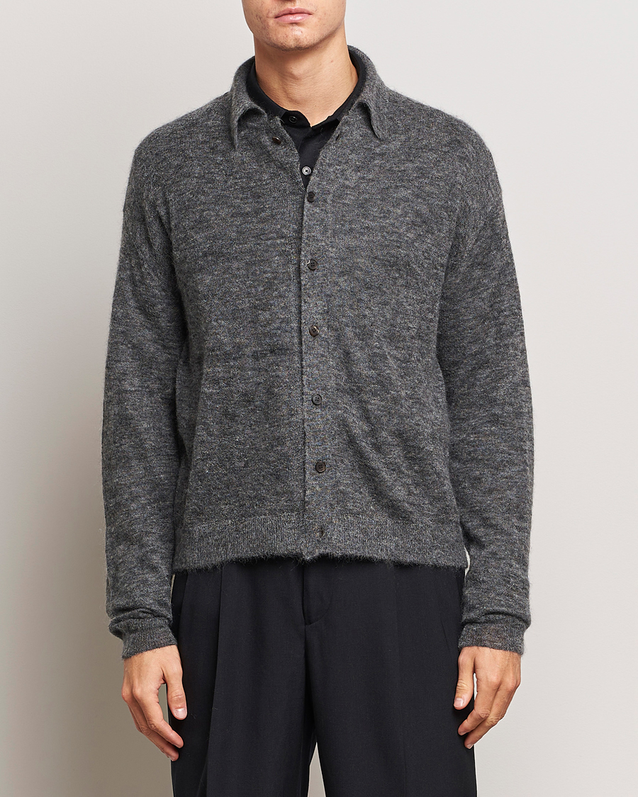 Herre | Gensere | Auralee | Kid Mohair Knit Cardigan Charcoal