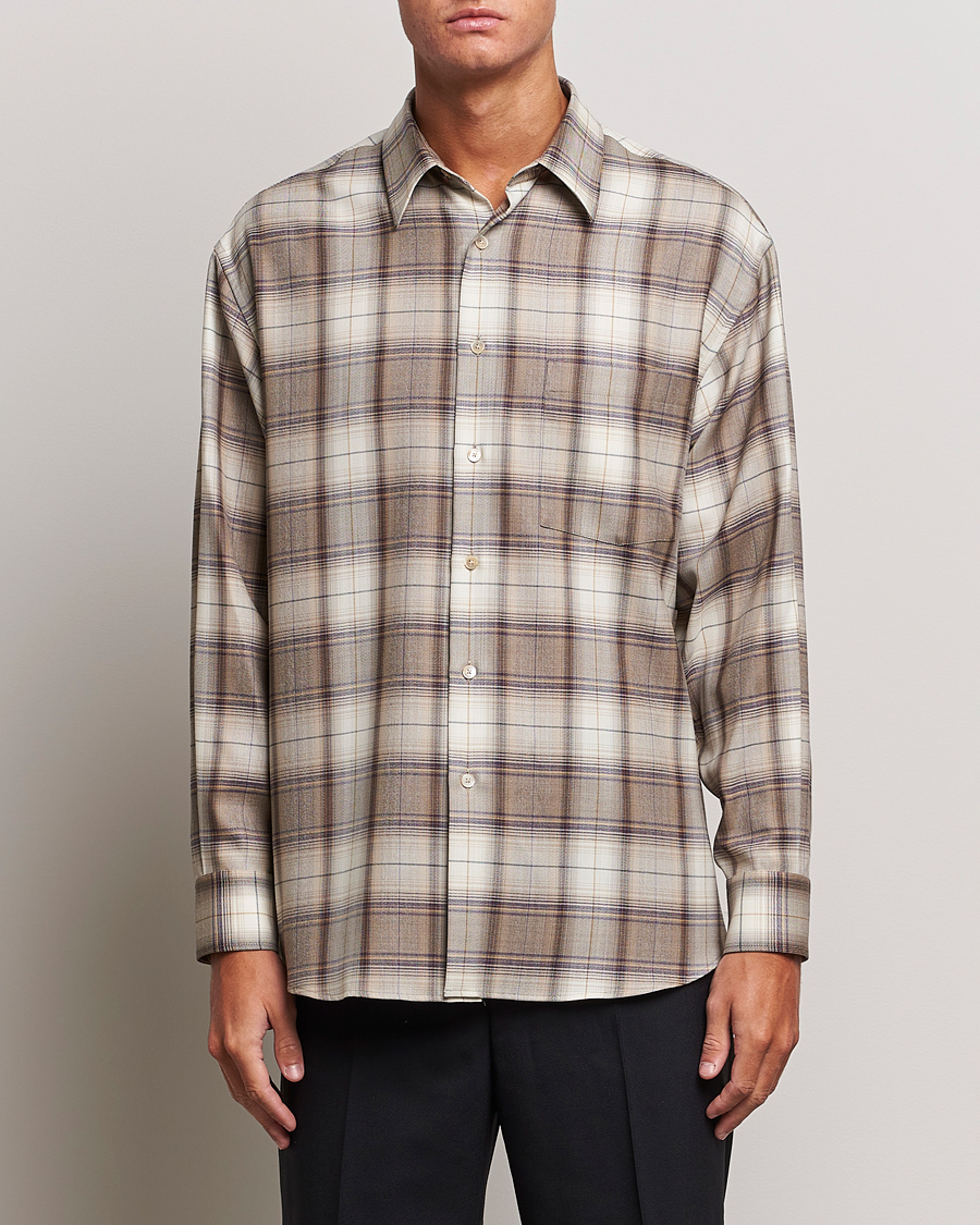 Herre | Skjorter | Auralee | Super Light Wool Shirt Brown Check