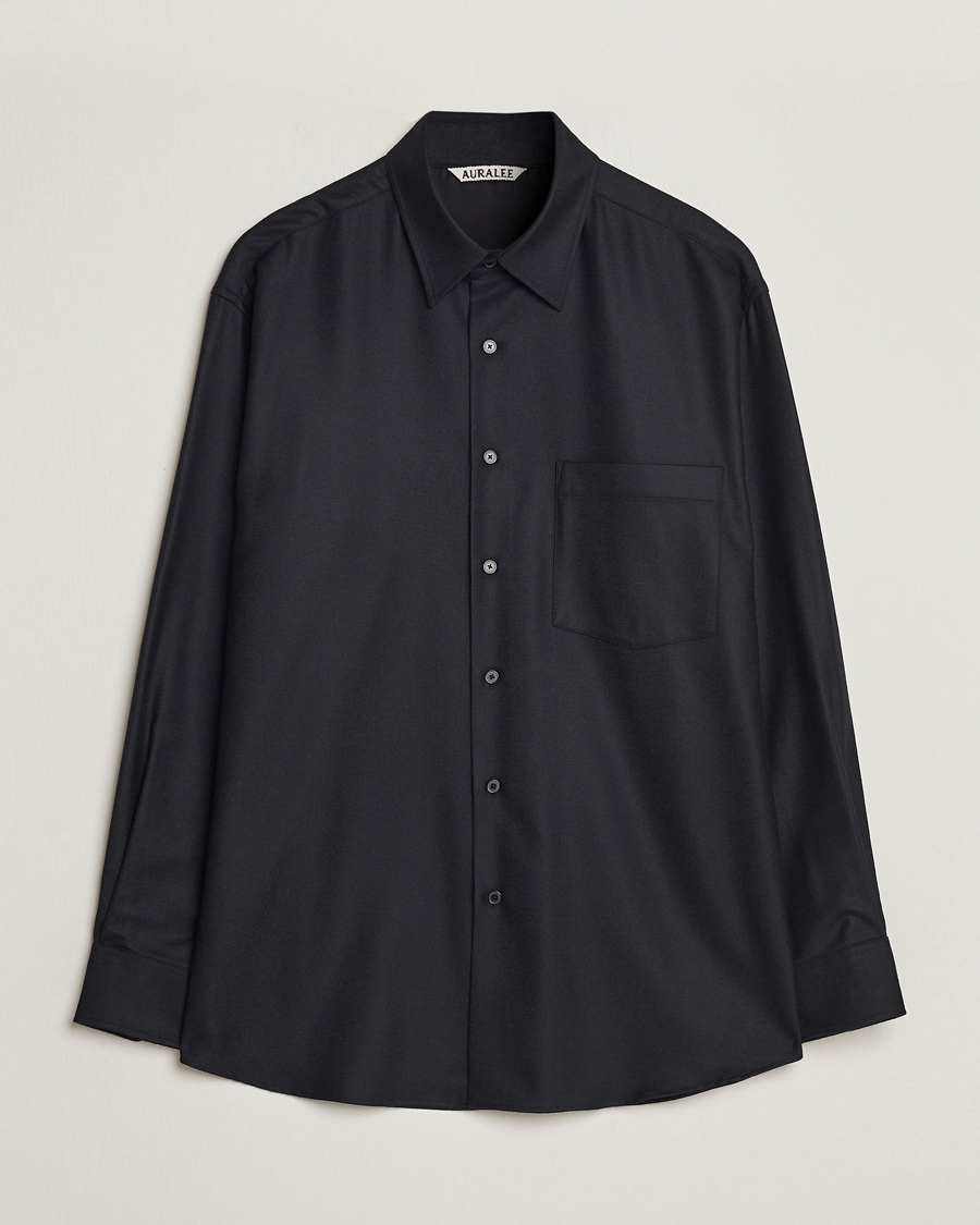 Herre | Skjorter | Auralee | Super Light Wool Shirt Black