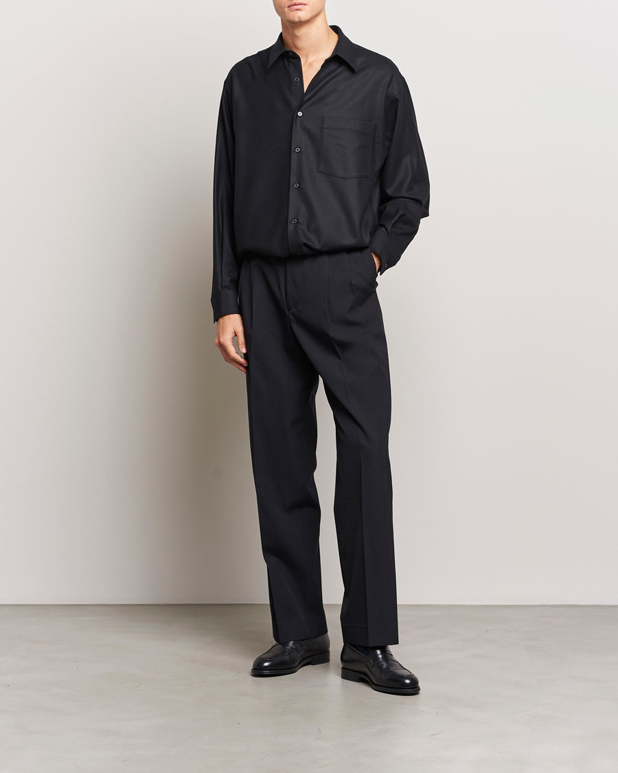 Herre | Skjorter | Auralee | Super Light Wool Shirt Black