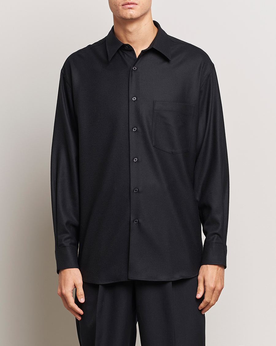 Herre | Luxury Brands | Auralee | Super Light Wool Shirt Black