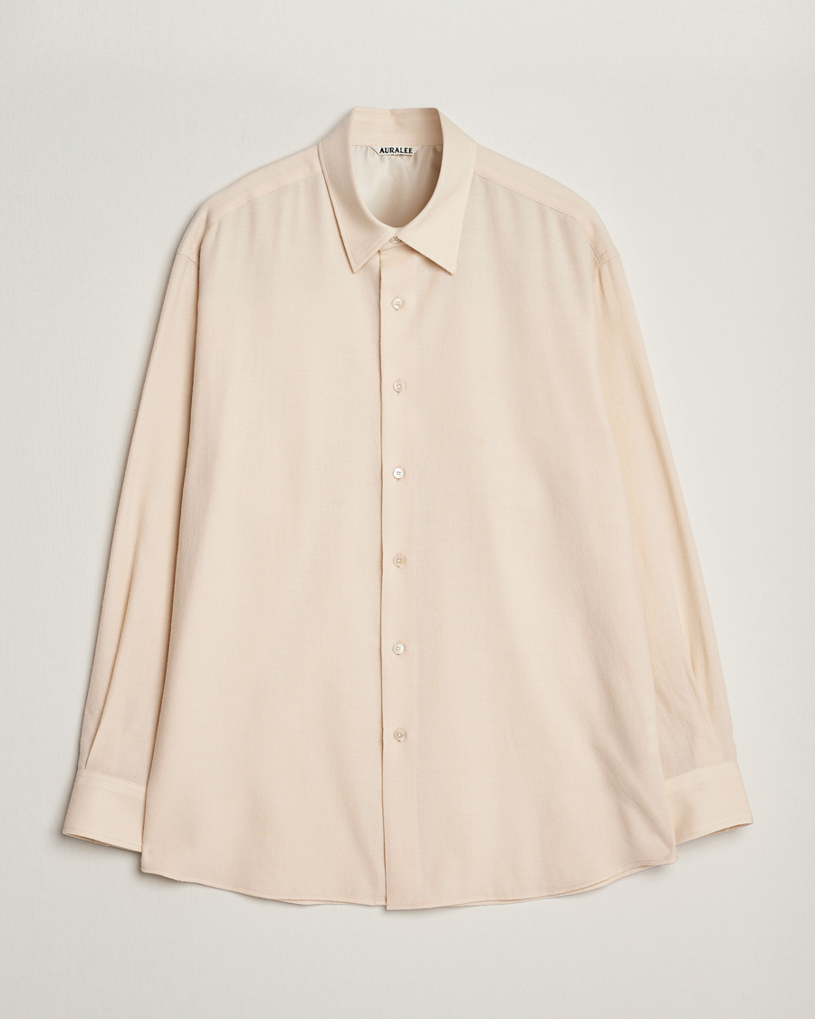 Herre | Skjorter | Auralee | Viyella Wool Shirt Ivory