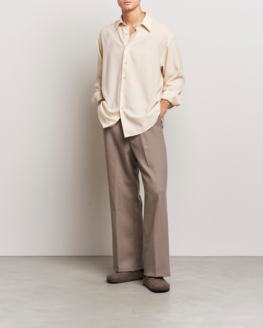 Herre | Skjorter | Auralee | Viyella Wool Shirt Ivory