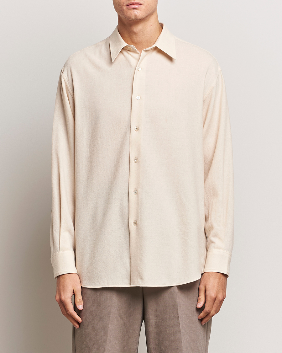 Herre | Skjorter | Auralee | Viyella Wool Shirt Ivory