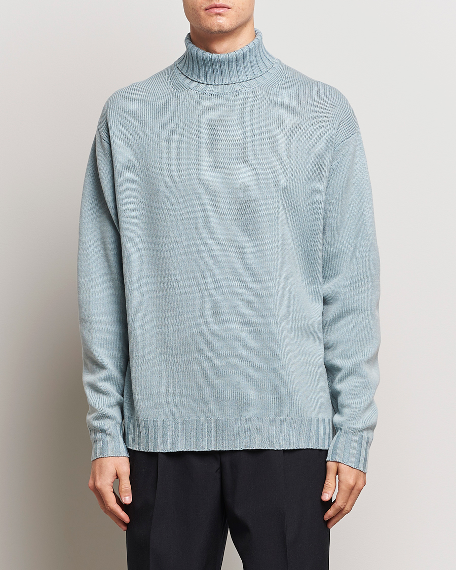 Herre | Gensere | Auralee | Washed French Merino Rollneck Light Blue