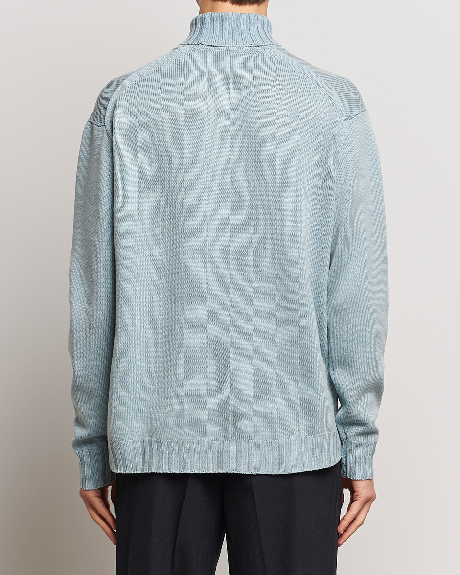 Herre | Gensere | Auralee | Washed French Merino Rollneck Light Blue
