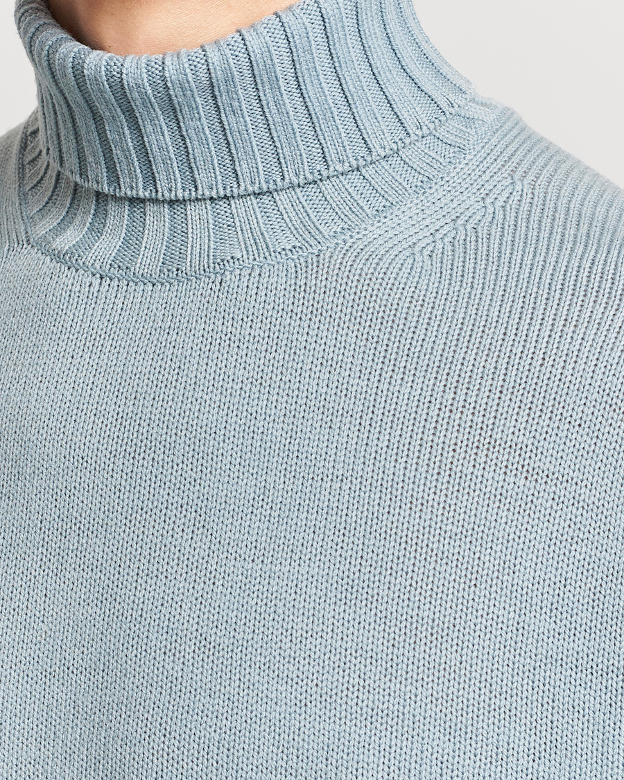 Herre | Gensere | Auralee | Washed French Merino Rollneck Light Blue