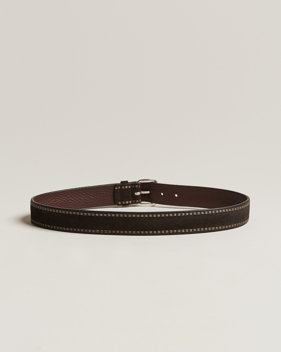 Herre |  | Orciani | Suede Stitched Belt 3,5 cm Dark Brown