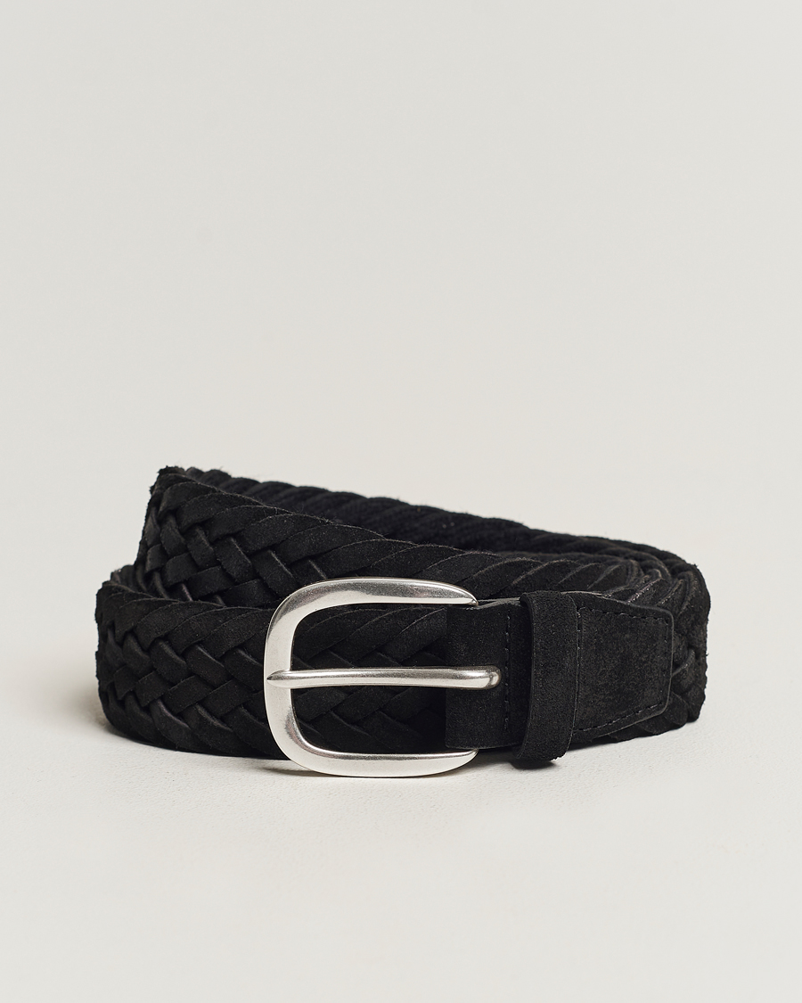 Herre | Orciani Braided Suede Belt 3,5 cm Black | Orciani | Braided Suede Belt 3,5 cm Black