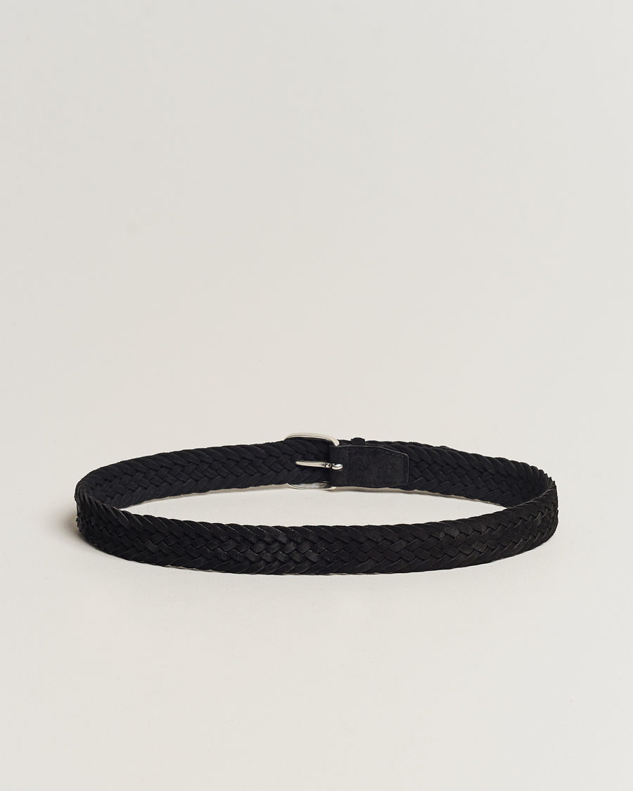 Herre |  | Orciani | Braided Suede Belt 3,5 cm Black