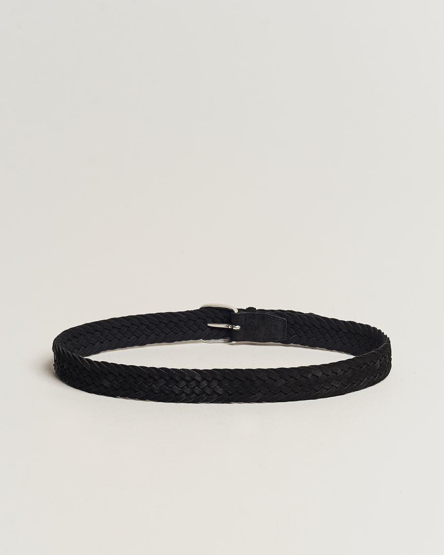 Herre | Orciani Braided Suede Belt 3,5 cm Black | Orciani | Braided Suede Belt 3,5 cm Black