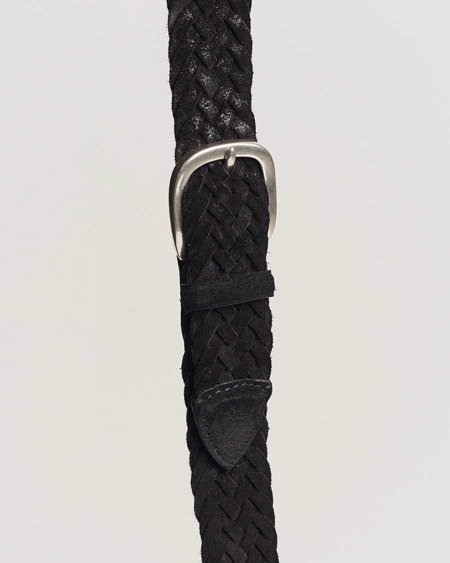 Herre | Belter | Orciani | Braided Suede Belt 3,5 cm Black
