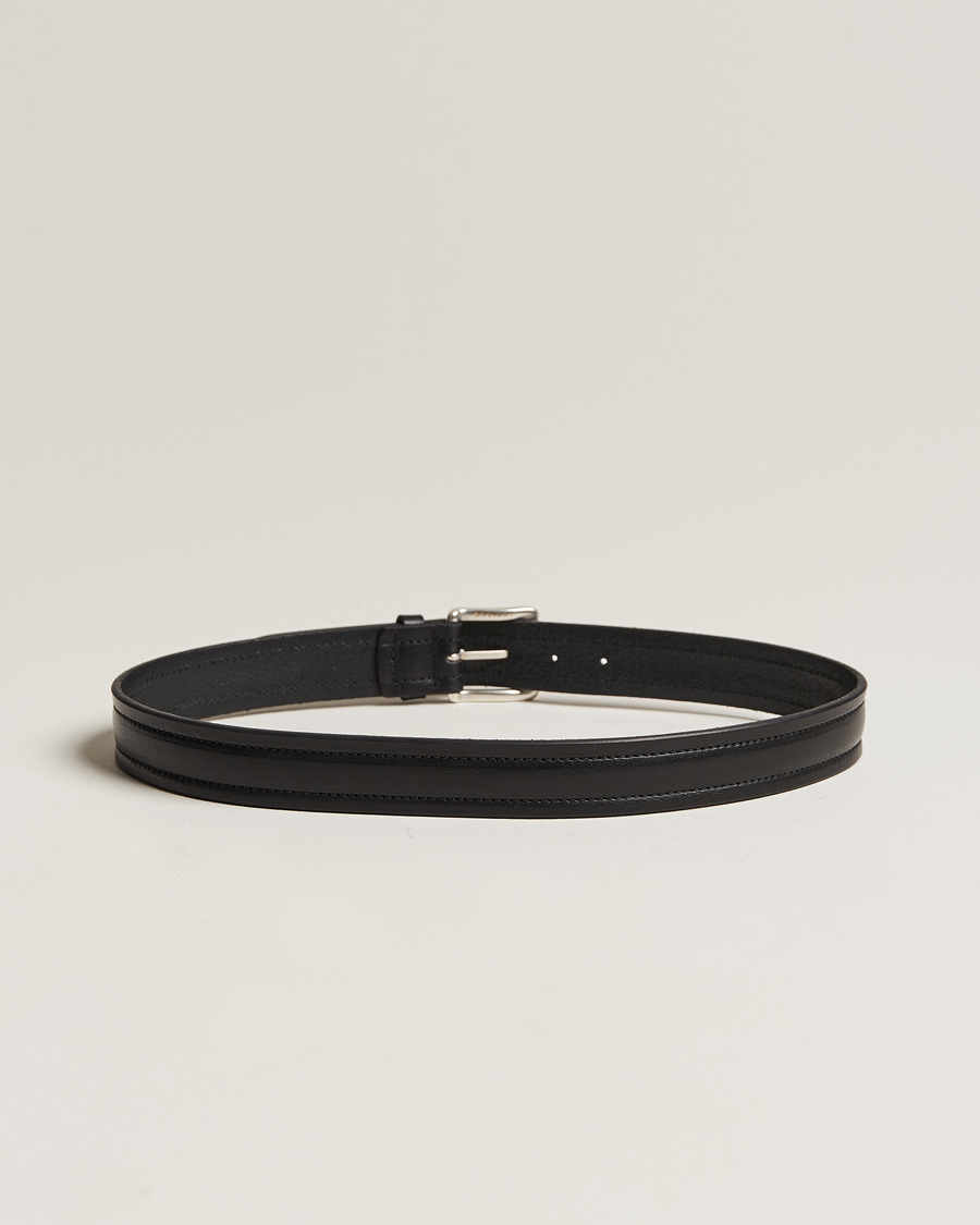Herre | Orciani Vachetta Stitched Belt 3,5 cm Black | Orciani | Vachetta Stitched Belt 3,5 cm Black