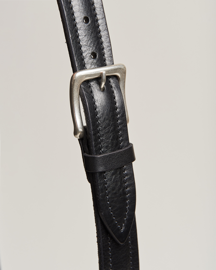 Herre | Orciani Vachetta Stitched Belt 3,5 cm Black | Orciani | Vachetta Stitched Belt 3,5 cm Black