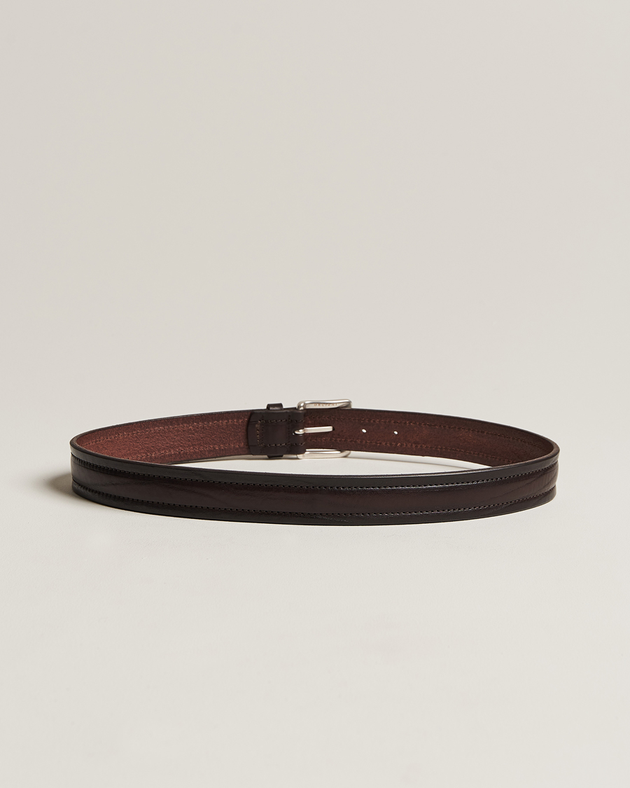Herre | Orciani | Orciani | Vachetta Stitched Belt 3,5 cm Dark Brown